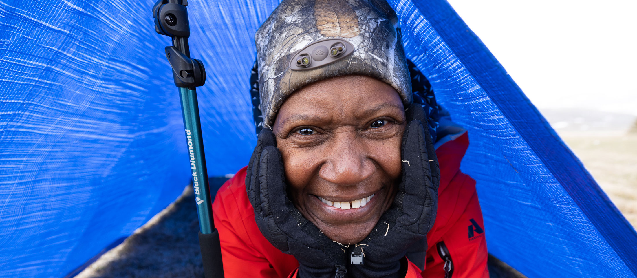 Selfie of a women in a tent. Visit outdoorafro.org